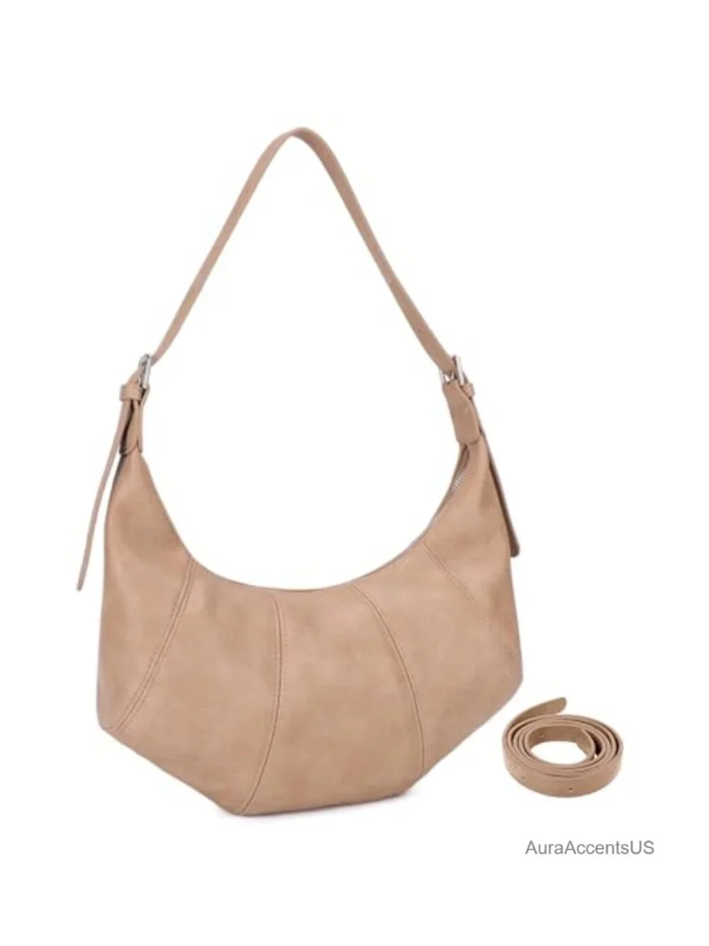 Slouchy Shoulder Bag Women Hobo Purse Crossbody Vegan Leather 2 Straps